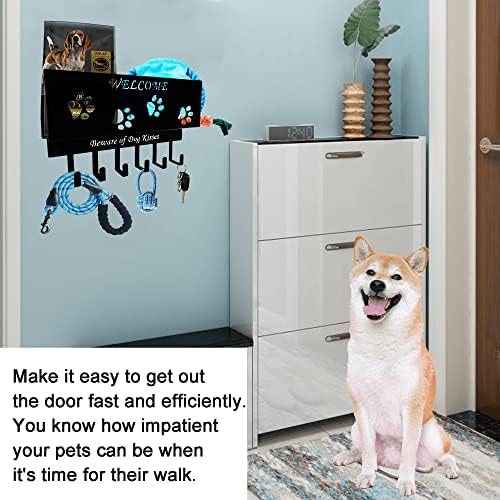 Dog Leash Holder for Wall, Storage and Mail Organizer, Key Holder Wall Mount With 6 Hooks - Leash, Stuff, Key, Letter, Sunglasses Organizer for Entryway, Farmhouse - Image 4