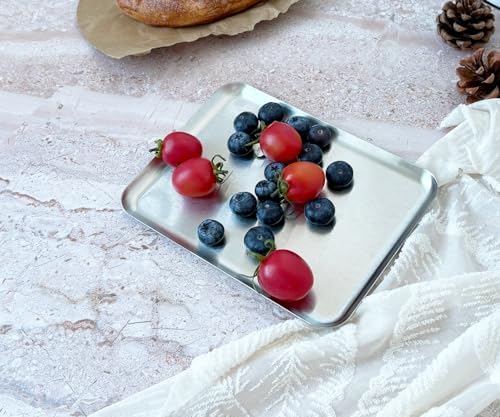 3 Pack Small Stainless Steel Tray, 8x6 Inches Silver Tray - Image 5