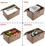 Hipiwe Wicker Shelf Baskets Bin with Lid Large Handwoven Basket Box, Coffee - Image 5
