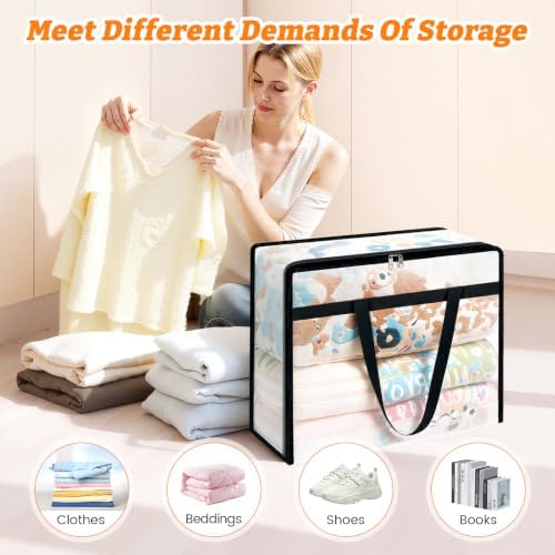 BlissTotes Moving Bags 90L 8PCS, Clear Clothes Storage Under Bed Storage | Foldable Clothes Storage Bags with Sturdy Zippers & Handles for Comforter, Bedding, Books, Sheet, Transparent Containers - Image 6