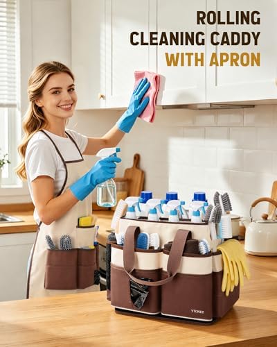 Ytonet Cleaning Caddy with 4 Spinner Wheels, Rolling Cleaning Caddy Bag - Image 2
