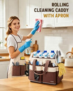 Ytonet Cleaning Caddy with 4 Spinner Wheels, Rolling Cleaning Caddy Bag - Image 2
