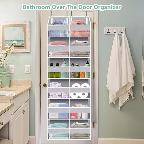 UVIAHOMI Heavy Duty Over The Door Organizer 6 Tiers, Extra Large Behind Door Storage of 12 Front & 12 Mesh Pockets, 80lb Weight Capacity, Hanging Doors Storage for Closet Bedroom Nursery, Light Gray - Image 3