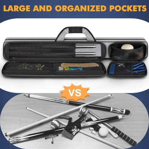 PEKREWS Pool Cue Case, Pool Stick Case 2x2 with 2 Accessories Pockets - Image 5