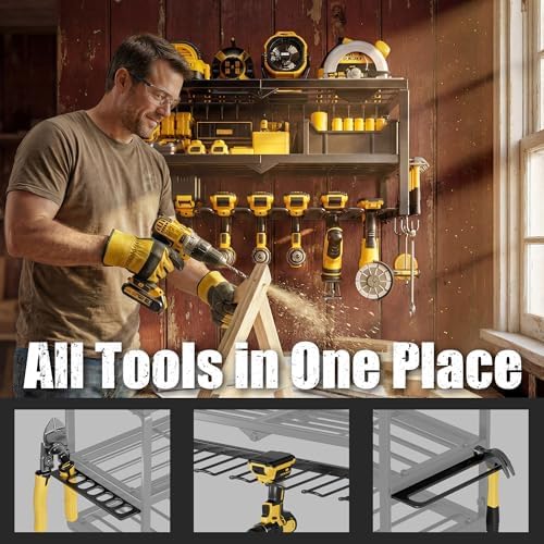 320lbs Power Tool Organizer Wall Mount with Charging Station Shelf - Image 5