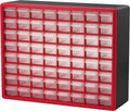 Akro-Mils 64-Drawer Plastic Storage Cabinet, 20" W x 6" D x 16" H, Red by Akro-Mils