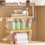 spospo 3 Pack Trash Bag Holder with Bamboo Lid Stackable Trashbag Dispenser - Image 7