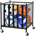VEVOR Rolling Sports Ball Storage Cart, Lockable Basketball Cage with Double Lids, Sport Equipment Holder Organizer for Indoor Outdoor, Steel Storage Rack for Garages, Playgroup, Gym and Schools by VEVOR