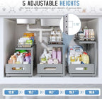 Under Sink Organizer Upgrade To Professional Rails,2-Tier Dual Pull Out Cabinet Storage,Height Adjustable Slide Out Drawers For Bathroom Kitchen,2 Pack-18.5"Dx12.8"-16.9"H,Gun Gray - Image 6