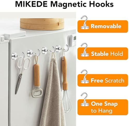 MIKEDE Magnetic Hooks 50lbs Strong Magnets Hook 18 Pack - Image 2