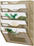 EasyPAG Wall File Organizer 5 Tier Hanging Paper Folder Holder, Zero Assembly Metal Mesh Wall Mounted Mail Organizer for Office Home Classroom Narrow Spaces, Gold by EasyPAG