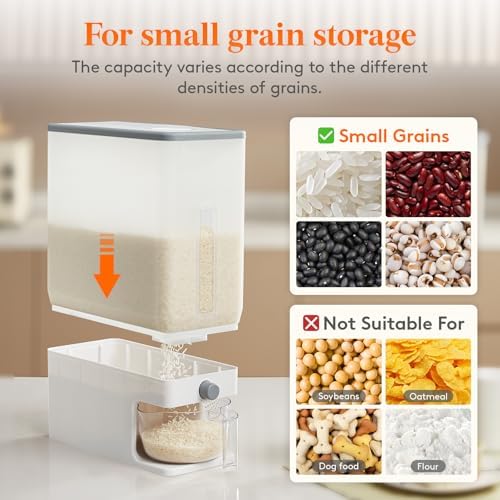 Lifewit Rice Dispenser 25 Lbs, Airtight Storage with Measuring Cup, Clear - Image 6