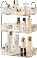 Akinbas 3 Tier Bathroom Organizer Countertop Makeup Perfume Tray Skincare Organizer for Bathroom Dresser Vanity (White) by AKINBAS
