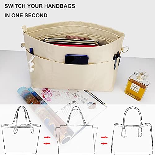 Handbag Tote Purse Organizer Insert, Small, Beige - Image 7