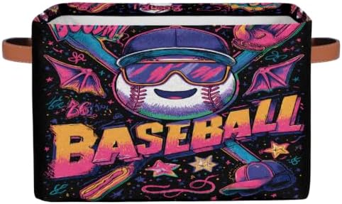 Baseball Storage Basket Toy Storage Bins Collapsible Cube Organizer by hongjinglin