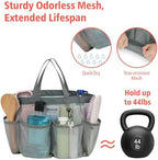 Mesh Shower Caddy Portable - 8 Pockets, S-Hook, Shower Bag for Dorm Camping - Image 3