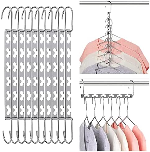 Space Saving Hangers, Shirt Hanger, Metal Hangers for Clothes, Space Saver for Hanging Clothes, Sturdy Metal Wardrobe Organizer, Pack of 10 by Unknown