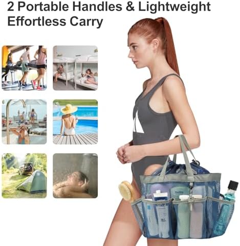 Mesh Shower Caddy Portable with Drawstring - 2-Handle Shower Bag for Dorm - Image 6