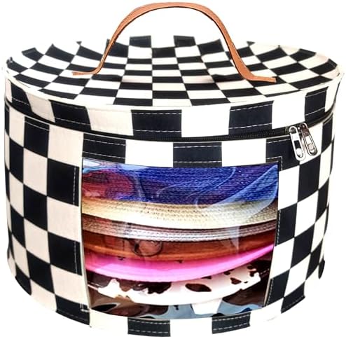 Hat Boxes for Women Storage 16.93" D*10.24" H Caps Carrier Case Organizer by MemfishWelcomeYou