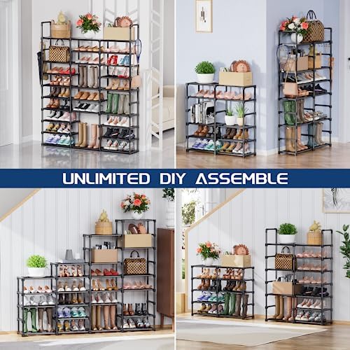 Mavivegue 10 Tiers Shoe Rack Tall Shoe Organizer Shoe Storage 55-65 Pairs Vertical Shoe Shelf Large Shoe Rack Organizer Stackable Shoe Racks for Entryway, Closet, Garage, Bedroom,Cloakroom -Black - Image 3
