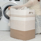 80L Large Cotton Rope Laundry Basket for Bedroom & Laundry Room, Tall Clothes Hamper with Sturdy Handles, Neutral Storage Bin Capable of Holding Blankets and Toys - Image 5