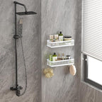 PUSDON Mesh Shower Caddy Wall Mount, Heavy Duty Adhesive Bathroom Shelf Organizer, Rustproof Floating Spice Rack for Kitchen Pantry, Holds 50 LBS, Multi-Purpose Storage White-2 Packs (Netting) - Image 2