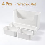 Adhesive Cabinet Door Organizer Storage 4 Pack, Door Rack Shelves Holder for Sink Kitchen Bathroom RV Pantry Bedroom Closet Laundry Office, White - Image 6