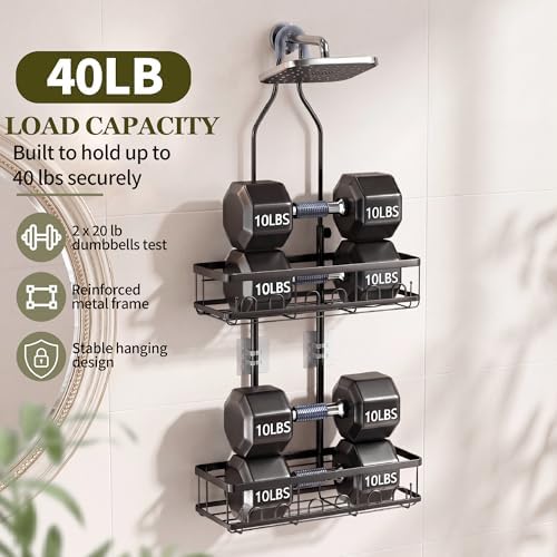 Skyapex Shower Caddy Hanging Over Shower Head, Adjustable, Black - Image 6