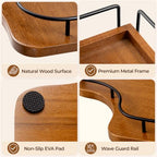 Rofio 2-Tier Corner Bathroom Counter Organizer with Solid Wood Shelf - Image 5