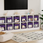 DIMJ Storage Cubes, Cube Storage Bin, 8 Pack Foldable Baskets with Window, Closet Storage Bins with Handle, 11x 11 inch Storage Cubes for Clothes, Toys, Books (Purple) - Image 5