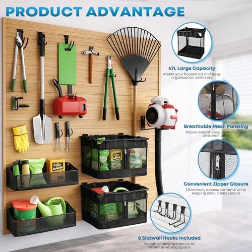 10 Pcs Slatwall Baskets Kit, Slatwall Mesh Storage Baskets with Hooks - Image 4