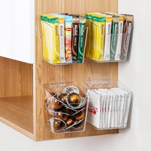 4-Pack Drink Packet Organizer, Kitchen Cabinet Door Organizer Adhesive by Hiopeak