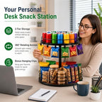 2 Tier Snack Organizer Lazy Susan with Chip Clips - Image 3