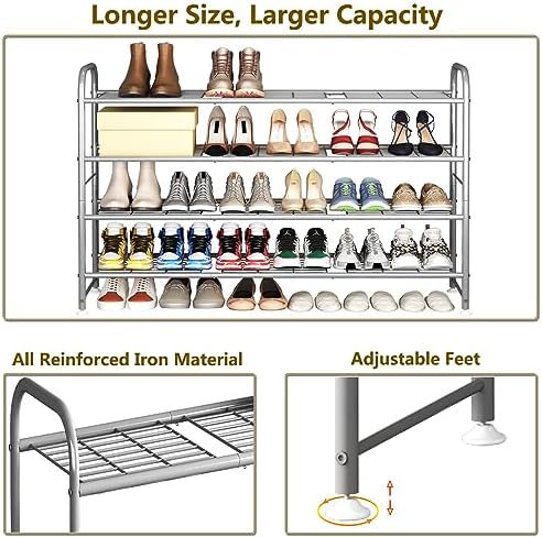 LINZINAR 4 Tier Long Shoe Rack for Closet Metal Shoe Organizer for Entryway - Image 6
