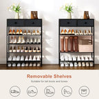 5 Tier Shoe Rack with 2 Drawers Black Grey - Image 6