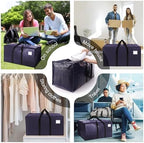 VELVETSURE Heavy Duty Extra Large Moving Bags W/Backpack Straps - Strong Handles & Zippers, Storage Totes For Space Saving, Fold Flat, Alternative to Moving Box and Storage Bin (Set of 6, Blue) - Image 6