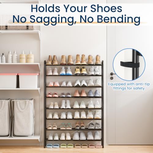 ENJOYBASICS 8 Tier Expandable Shoe Rack, Tall Metal Shoes Organizer, Black - Image 4