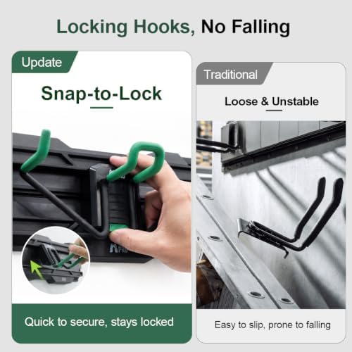 66" Wall Mount Tool Organizer with Locking Hooks, 300 LBS Storage System - Image 3