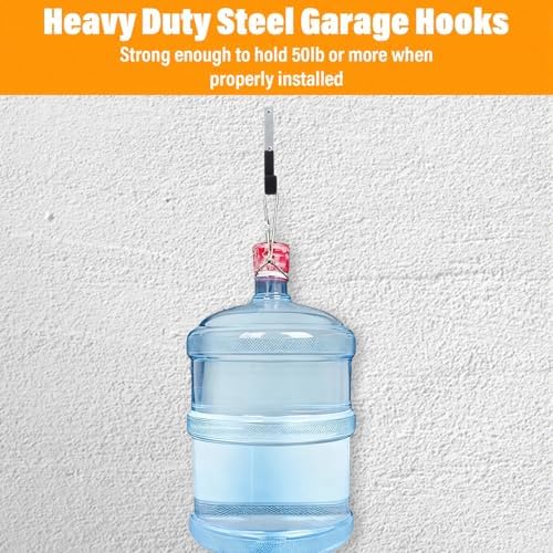 4 Pcs Heavy Duty Garage Hooks, Stainless Steel Wall Mount Utility Hooks Storage Tool Holder Hanger Organizer for Garden Hose, Ladder, Bike - Image 4