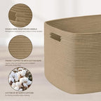 72L Large Woven Laundry Basket Hamper with Handles, Jute - Image 6