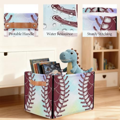 Baseball Storage Basket Toy Storage Bins Collapsible Cube Organizer - Image 6