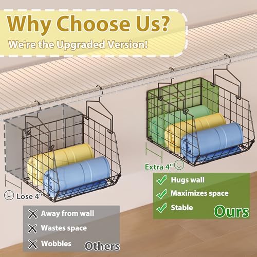 6-Tier Extended Depth Hanging Closet Organizers and Storage for Closet Organization, Stackable Hanging Shelves with Hooks for Clothes Sweaters Towels Purses, Fits Closet Shelves & Wire Metal Shelving - Image 4