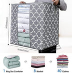 WISELIFE Storage Bags [3 Pack/100L] Large Blanket Clothes Organization and Storage Containers for Comforters,Bedding, Foldable Organizer with Reinforced Handle, Clear Window, Sturdy Zippers,Light Gray | Large Blanket for Comforters,Bedding, Foldable Or... - Image 2