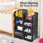 Skywin Stackable Storage Bins Open Front for Pantry Storage, 4 Pack - Black - Image 4