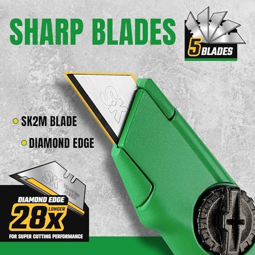 SK Utility Knife with SK2M TAC Blades & Zinc Alloy, Fixed Blade Box Cutter - Image 4