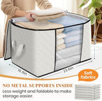 Fab totes 90L Clothes Storage, Foldable Thick Fabric Blanket Storage Bags | Foldable Containers with Zippers,Window and Handles for Organizing Bedroom, Closet, Comforter, Bedding,Dorm essentials - Image 2