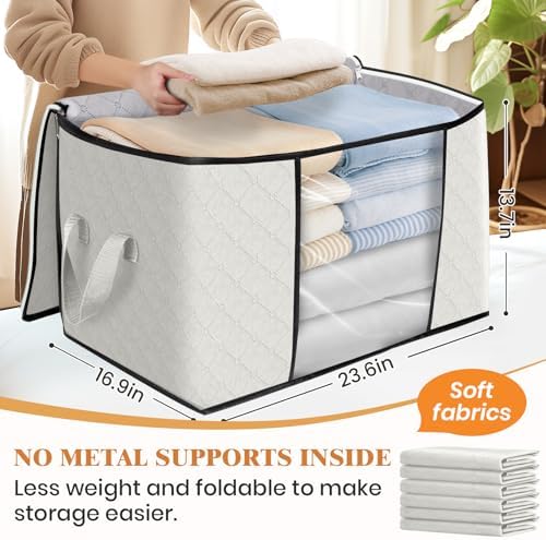 Fab totes 90L Clothes Storage, Foldable Thick Fabric Blanket Storage Bags | Foldable Containers with Zippers,Window and Handles for Organizing Bedroom, Closet, Comforter, Bedding,Dorm essentials - Image 2