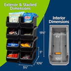 ReadySpace Medium Stackable Plastic Storage Bins, 8-Pack, Black - Image 3