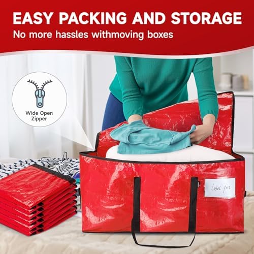 CONGREGATE Red Moving Bags Heavy Duty Extra Large CONGREGATE 8 Pack 97L Storage Totes Reinforced Handles Double Zipper Water Resistant For Dorm Moving Supplies - Image 4