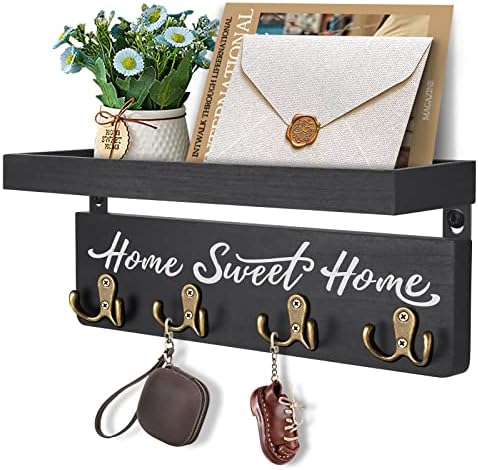 buways Key Holder Wall Mount with 8 Hooks and Cozy Home Sign(Black) by buways